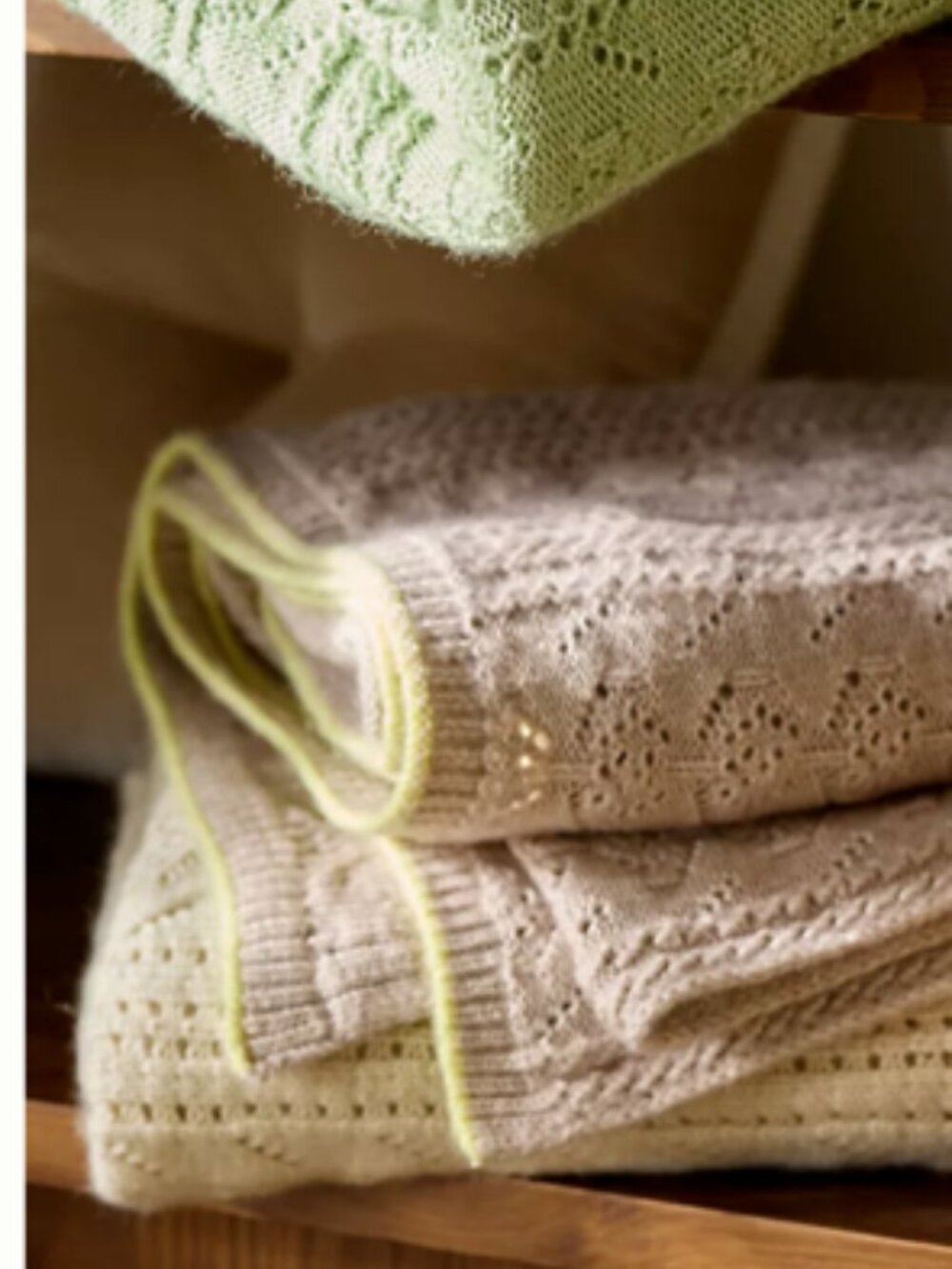 NWT AnthroHome Sabrina Cotton Knit Throw Blanket Cream